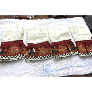 SET OF CHEF & WINE KITCHEN COTTAGE CURTAINS 12 PIECES